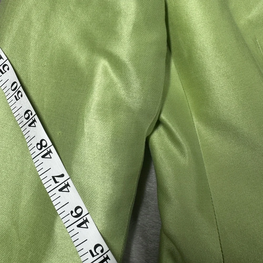 Rare Vintage Gemma Kahng New York Green Silk Cotton Blend Blazer Skirt Set 8